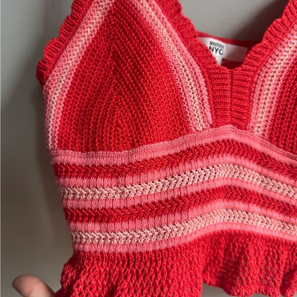 Madden NYC Crochet Tank Top in poppy red beach boho size L - Picture 4 of 5